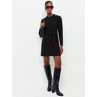 New Look Ribbed Long Sleeve Mini Dress - Black