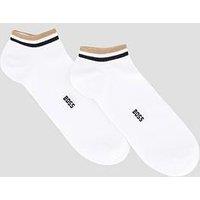 Boss Mens 2 Pack Signature Stripe Ankle Sweat Socks - White