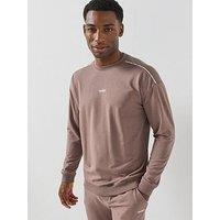 Hugo Mens Noah Piped Stretch Loungewear Sweatshirt - Brown