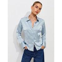 New Look Fitted Waist Satin Shirt - Blue