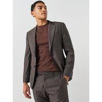 Boss Mens H-Huge Single-Breasted Suit Jacket - Brown