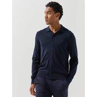 Boss Mens H-Helbert Virgin Wool Button Up Cardigan - Navy