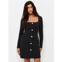 New Look Square Neck Long Sleeve Mini Dress - Black