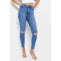 New Look Blue Ripped Hallie Skinny Jeans