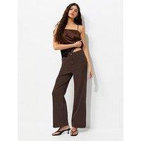 New Look Adalae High Waisted Wide Leg Jeans - Dark Brown
