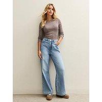 New Look Petite Adalae High Waisted Wide Leg Jeans - Blue