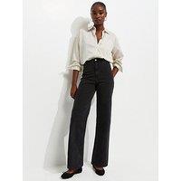 New Look Women'S High Waist Stretch Denim Wide Leg Jeans - Black