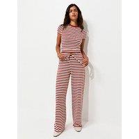New Look Striped Drawstring Wide Leg Co-Ord Trousers - Red