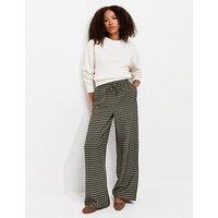 New Look Check Pattern Wide Leg Trousers - Brown