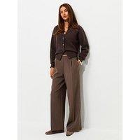New Look Woven Straight Leg Pull On Trousers - Brown