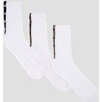 Hugo Mens 3 Pack Cotton-Rich Stretch Logo Crew Socks - White