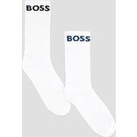 Boss Mens 2 Pack Logo Ribbed Sports Socks - White