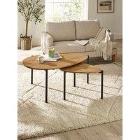 Julian Bowen Lorette Teardrop Nesting Coffee Tables - Oak