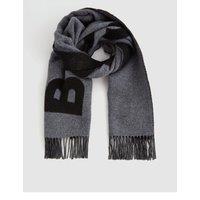 Boss Mens Rickard Wool-Rich Reversible Logo Scarf - Medium Grey
