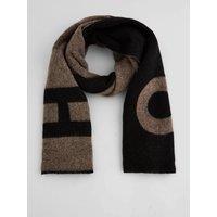 Hugo Mens Martyn Wool-Blend Two-Tone Logo Scarf - Brown