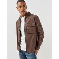 Hugo Mens Emmond Oversize Zip Through Overshirt - Brown