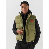 Hugo Mens Padded High Neck Zip-Through Gilet - Green