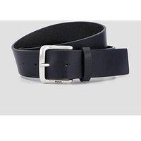 Hugo Mens Geffrey Smooth Leather Branded Buckle Belt - Black