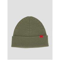 Hugo Mens Virgin Wool Ribbed Turn-Up Beanie Hat - Green