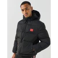 Hugo Mens Baro2642 Red Path Padded Hooded Jacket - Black