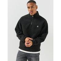 Hugo Mens Derylong Teddy 1/4 Zip Sweatshirt - Black
