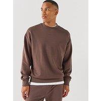 Hugo Dapocrew Centre Logo Relaxed Fit Crew Sweatshirt - Brown