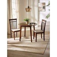 Julian Bowen Coast Walnut Round Dropleaf Table And 2 Chairs - Dining Table & 2 Chairs