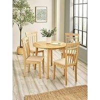 Julian Bowen Coast Oak Round Dropleaf Table And 4 Chairs - Dining Table & 2 Chairs