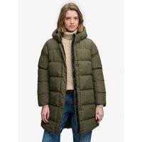 Superdry Womens Hooded Quilted Midi Puffer Jacket - Green