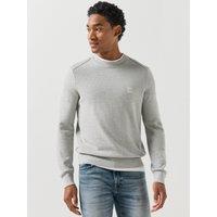 Boss Mens Anion Regular Fit Waffle Crew Knitted Jumper - Light Grey