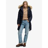 Superdry Womens Fuji Faux Fur Hood Midi Length Coat - Blue
