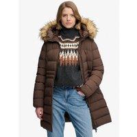 Superdry Womens Fuji Faux Fur Hood Padded Coat - Brown