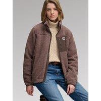 Superdry Womens Heritage Borg Zip Through Fleece Jacket - Brown