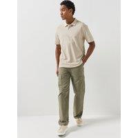 Boss Mens Pe Baltic Pattern Collar Polo Shirt - Light Beige