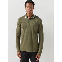 Boss Mens Plisy Regular Fit Long Sleeve Polo Shirt - Green