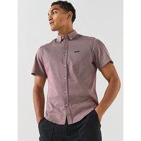Boss Mens St_Motion S Micro Pattern Button-Down Short Sleeve Shirt - Purple