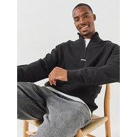Boss Men'S 1/4 Zip Sweatshirt With Funnel Neck - Black