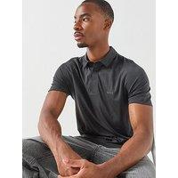 Boss Men'S Short Sleeve Polo Shirt With Embroidered Logo - Dark Grey