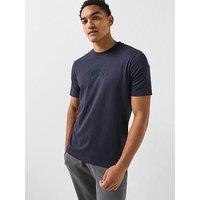 Boss Ts_Logo Debossed Tonal Logo T-Shirt - Navy