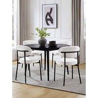 Dusk Heidi Solid Oak 4-6 Seater Round Dining Table - Black