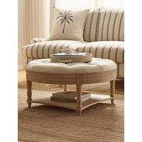 Dusk Aubrey Round Coffee Table Pouffe - Cream Linen