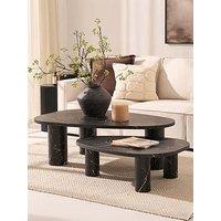 Dusk Azra Nesting Coffee Tables - Black Marble Effect