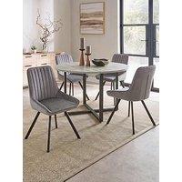 The Very Collection Harlem Grey Oak Round Dining Table With 4 Harlem Chairs - Fsc Certified