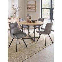The Very Collection Harlem Light Oak Round Dining Table With 4 Harlem Chairs - Fsc Certified