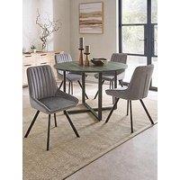 The Very Collection Harlem Black Oak Round Dining Table With 4 Harlem Chairs - Fsc Certified
