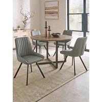 The Very Collection Harlem Mid Oak Round Dining Table With 4 Marlow Faux Leather Grey Chairs - Fsc Certified