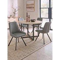 The Very Collection Harlem Grey Oak Round Dining Table With 4 Marlow Faux Leather Grey Chairs - Fsc Certified