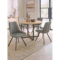 The Very Collection Harlem Light Oak Round Dining Table With 4 Marlow Faux Leather Grey Chairs - Fsc Certified