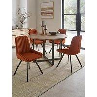 The Very Collection Harlem Mid Oak Round Dining Table With 4 Marlow Rust Chairs - Fsc Certified