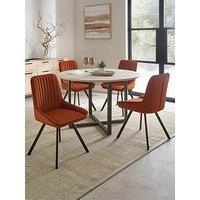 The Very Collection Harlem Grey Oak Round Dining Table With 4 Marlow Rust Chairs - Fsc Certified